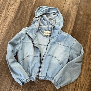 Light Blue Denim Hooded Jacket